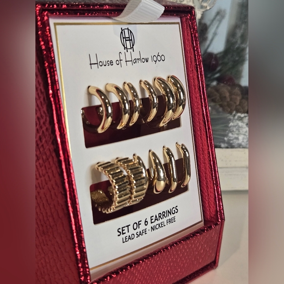 House of Harlow 1960 Gold Hoop Earring Collection - Picture 3 of 4